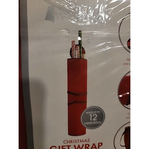 NEW Whitmor Christmas Gift Wrap Storage Organizer Handles 12 Wrapping Rolls - Picture 4 of 4
